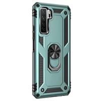 huismerk Voor Huawei P40 Lite 5G Schokbestendige TPU + PC Beschermhoes met 360 graden roterende houder (Deep Green)