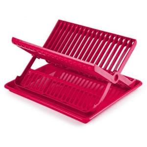 Forte Plastics Fuchsia roze afdruiprek 2-laags met lekbak 37 x 33 cm - Keukenbenodigdheden - Afwassen/drogen - Afdruiprekken met lekbak