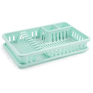 Forte Plastics Turquoise afdruiprek met lekbak 45 x 30 cm - Keukenbenodigdheden - Afwassen/afdrogen - Afwasrekken - Afdruiprekken met lekbak