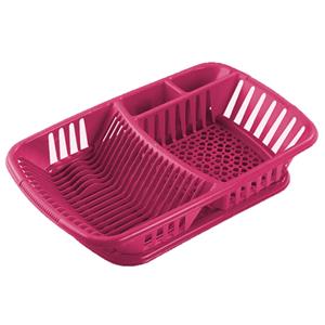 Hega Hogar Afwas afdruiprek fuchsia roze kunststof 52 x 33 x 11 cm - Afwassen/drogen met lekbak