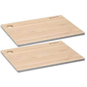 Alpina Set van 2x stuks snijplanken blauwe rand 23 en 28 cm van bamboe hout -