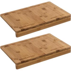 5five 2x Stuks snijplank met stoprand 45 x cm van bamboe hout -