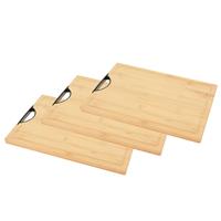 Excellent Houseware 3x stuks bamboe houten snijplank / serveerplank met handvat x 30 x 1,7 cm -