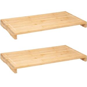 5five 2x Stuks grote snijplank/serveerplank op pootjes rechthoek 52 x 28 cm van bamboe hout -