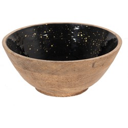 Clayre & Eef Decoratie schaal Ø 25*8 cm Zwart, Bruin Hout Rond Fruitschaal Decoratieve Kom