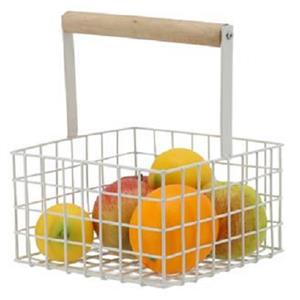 Fruitschaal/fruitmand klein staaldraad wit 18 x 18 x 21 cm -