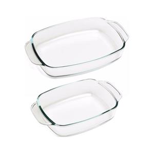 Cosy & Trendy Glazen ovenschalen set van 2x stuks - 27 x 17 cm en 33 x 21 cm -