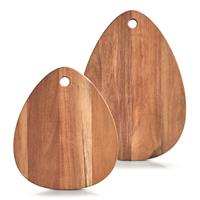 Zeller 2x Druppel vormige houten snijplanken 30/40 cm -