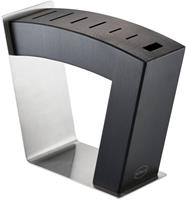RÖSLE Messerblock, (Design-Messerblock) aus Edelstahl und Eschenholz, sichtbare Klingen, zwei Standpositionen, standfest, unbestückt