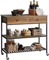 SoBuy Küchenwagen Servierwagen Küchenregal Sideboard Beistelltisch Industrie-Design schwarz