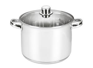 Michelino Kochtopf Edelstahltopf 10 Liter Einkochtopf Töpfe Suppentopf, Edelstahl (Hitzeabweisende Griffe), Energiesparender Kapselboden mit Aluminiumkern