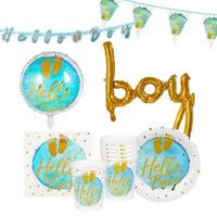 METAMORPH Baby Party Deko Set Hello Boy 28-teilig Geschirrsets blau