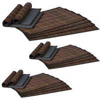 RELAXDAYS 18 teiliges Tischset, Platzdeckchen aus Bambus, rutschhemmende Unterseite, Platzset abwischbar, 30 x 45 cm, braun