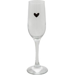 Clayre & Eef Champagneglas Ø 7*23 Cm / 200 Ml Transparant Glas Hartje Wijnglas Champagne Glas Prosecco Glas Transparant