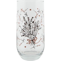 Clayre & Eef Waterglas Ø 6*14 Cm / 280 Ml Transparant Glas Lavendel Drinkbeker Drinkglas Transparant Drinkbeker