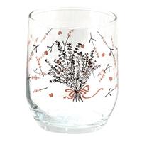 Clayre & Eef Waterglas Ø 8*9 Cm / 300 Ml Transparant Glas Lavendel Drinkbeker Drinkglas Transparant Drinkbeker