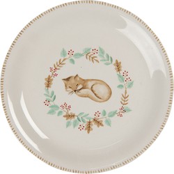 Clayre & Eef Servies Ontbijtbord Fxdp Ø 20 Cm Beige Keramiek Rond Vos