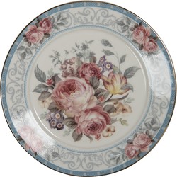 Clayre & Eef Servies Ontbijtbord Ø 21*2 Cm Wit Porselein Bloemen Eetbord Wit Eetbord