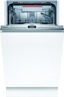 Bosch Serie 4 SPV4HMX61E. Apparaatplaatsing: Volledig ingebouwd, Productafmeting: Slimline (45 cm), Kleur bedieningspaneel: Grijs. Aantal couverts: 10 couverts, Geluidsemissieklasse: B, Geluidsniveau: