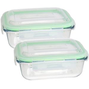 Shoppartners 2x Stuks Bewaarbakje/vershoudbakje Rechthoekig Met Deksel 2260 Ml Ovenbestendig Glas - Vershoudbakjes
