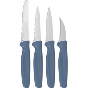 4-delige Rvs Messenset Met Blauw Kunststof Handvat essenset