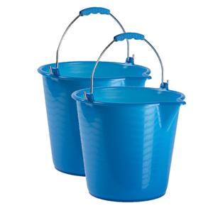 Forte Plastics 2x Stuks Huishoud Schoonmaak Emmers Kunststof Blauw 9 Liter Inhoud 30 X 26 Cm - Emmers