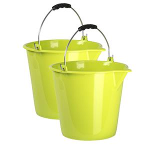 Forte Plastics 2x Stuks Huishoud Schoonmaak Emmers Kunststof Groen 9 Liter Inhoud 30 X 26 Cm - Emmers