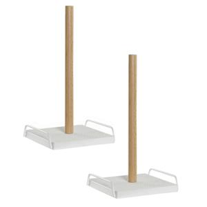 Shoppartners 2x Stuks Keukenrol Houders Hout Wit 16 X 30 Cm - Keukenrolhouders