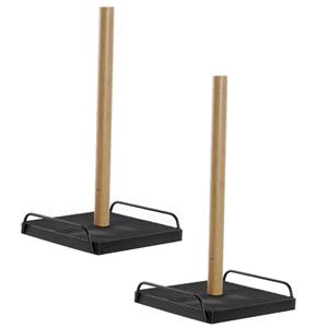 Shoppartners 2x Stuks Keukenrol Houders Hout Zwart 16 X 30 Cm - Keukenrolhouders