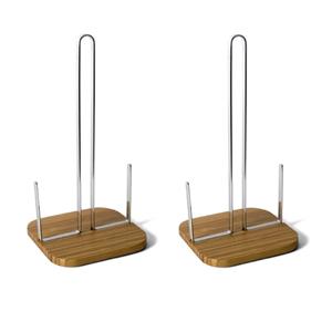 Shoppartners 2x Stuks Keukenrolhouders Metaal/bamboe 31 Cm - Keukenrolhouders