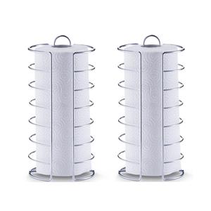 Shoppartners 2x Zilveren Metalen Keukenrolhouders Rond Half Dicht 15 X 30 Cm - Keukenrolhouders