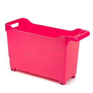 Kunststof Trolley Fuchsia Roze Op Wieltjes L45 X B17 X H29 Cm - Opberg Trolley