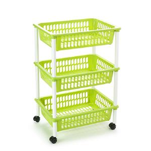 Forte Plastics Opberg Organiser Trolleys/roltafels Met 3 Manden 62 Cm In Het Groen - Opberg Trolley