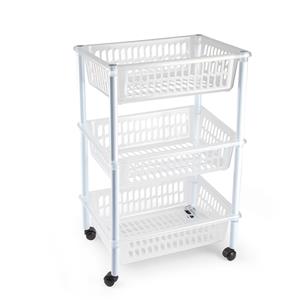 Forte Plastics Opberg Organiser Trolleys/roltafels Met 3 Manden 62 Cm In Het Transparant - Opberg Trolley