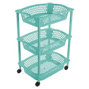 Hega Hogar Keuken Opberg Trolleys/roltafels Met 3 Manden 62 Cm Turquoise Blauw - Opberg Trolley