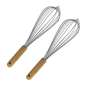 Shoppartners 2x Stuks Gardes/kloppers Rvs Met Bamboe Handvat 30 Cm - Keuken Gardes