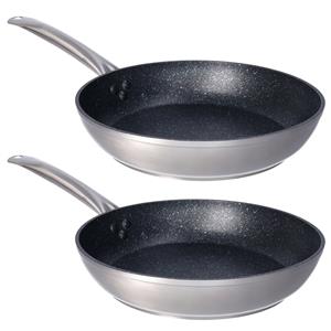 Set Van 2x Stuks Aluminium Professionele Koekenpannen Rila Met Anti-aanbak Laag 28 Cm - Hapjespannen