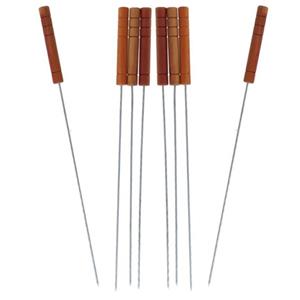 Shoppartners 12x Barbecuespiezen/vleespennen Houten Handvat 32 Cm - Barbecuespiezen