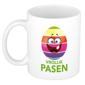 Bellatio Vrolijk Pasen Smiley Mok/ Beker - Pasen Mokken - Feest Mokken