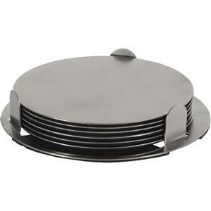 Excellent Houseware 6x Onderzetters Zilver Rvs Met Houder 8,5 Cm Voor Glazen - Glazenonderzetters