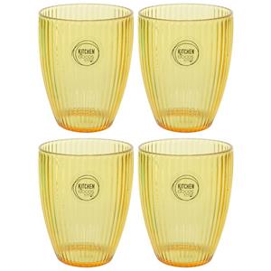 Decoris Set Van 4x Stuks Kunststof Bekers Goud/geel 200 Ml - Drinkglazen