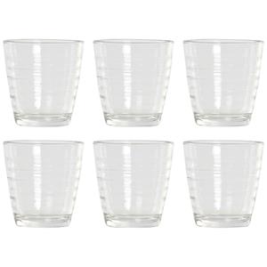 Shoppartners 6x Stuks Transparante Waterglazen/drinkglazen Streep Relief 250 Ml Van Glas - Drinkglazen