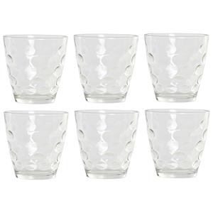 Shoppartners 6x Stuks Transparante Waterglazen/drinkglazen Cirkels Relief 400 Ml Van Glas - Drinkglazen