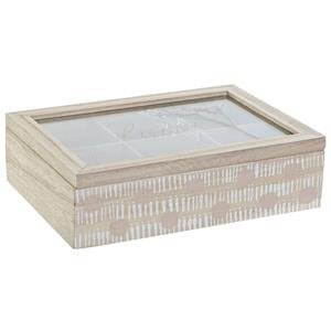 Shoppartners Mdf Houten Theedoos/theekist Naturel Wash 6 Vakken 24 X 16 X 7 Cm - Theedozen