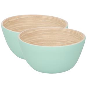 2x Stuks Bamboe Snack Schaaltje Pastelgroen 10 Cm nack En Tapasschalen