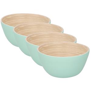 4x Stuks Bamboe Snack Schaaltje Pastelgroen 10 Cm nack En Tapasschalen
