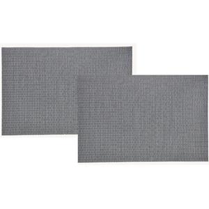 Bellatio 2x Rechthoekige Placemats Grijs Kunststof 45 X 30 Cm - Placemats