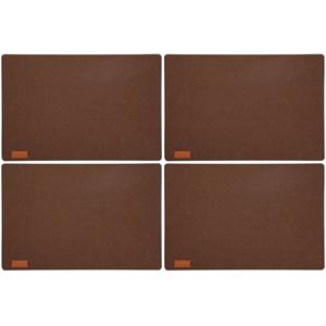 4x Stuks Rechthoekige Placemats Met Ronde Hoeken Polyester Cappuccino Bruin 30 X 45 Cm - Placemats