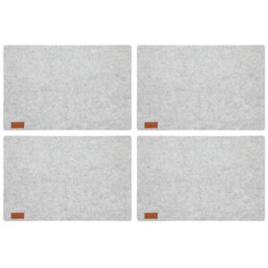 Shoppartners 4x Stuks Rechthoekige Placemats Met Ronde Hoeken Polyester Licht Grijs 30 X 45 Cm - Placemats