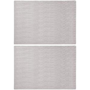 Bellatio Set Van 4x Stuks Rechthoekige Placemats Zilver 43 X 30 Cm Leder Look - Placemats